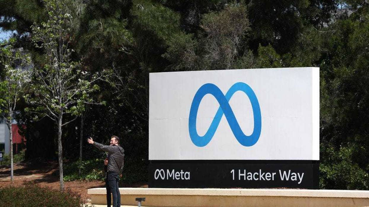 A sign is posted in front of Meta headquarters on April 28, 2022 in Menlo Park, California. Facebook parent company Meta reported better-than-expected first quarter earnings per share of $2.72 compared to analyst expectations of $2.56. Revenue for the quarter fell short at $27.91 billion compared to the expected $28.24 billion. (Photo by Justin Sullivan/Getty Images)