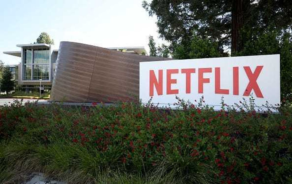 A sign is posted in front of Netflix headquarters on April 20, 2022 in Los Gatos, California. Shares of Netflix dropped over 35 percent after the company reported that it had lost 200,000 subscribers for the first time in the first quarter.