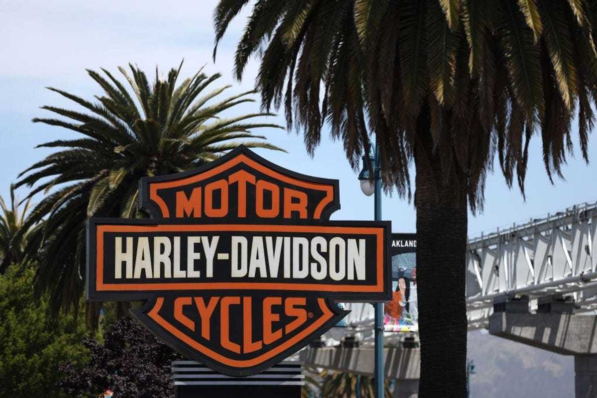A sign is posted in front of Oakland Harley-Davidson on May 19, 2022 in Oakland, California.