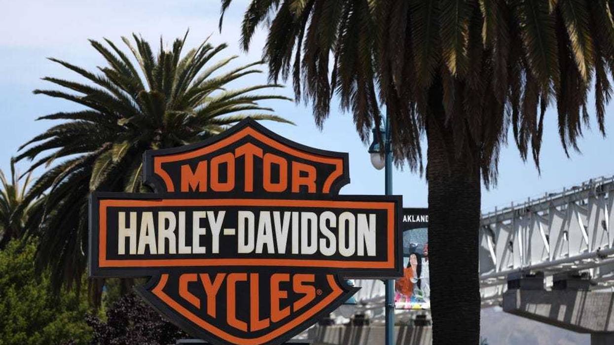 A sign is posted in front of Oakland Harley-Davidson on May 19, 2022 in Oakland, California.