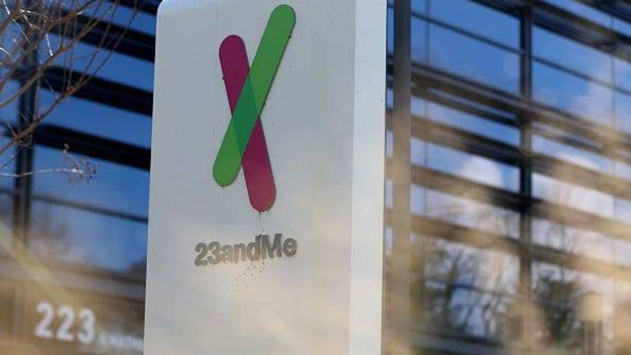 A sign is posted in front of the 23andMe headquarters on February 01, 2024 in Sunnyvale, California.