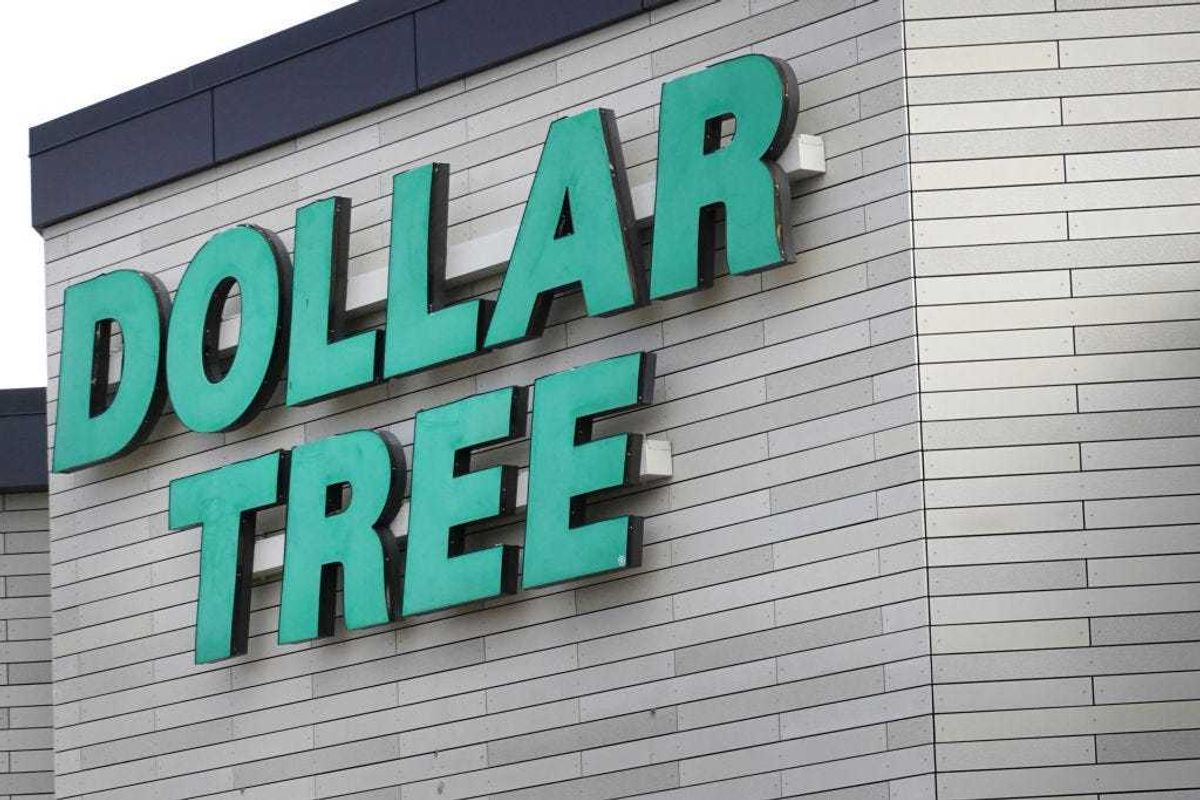 A sign marks the location of a Dollar Tree store on March 04, 2021 in Chicago, Illinois.