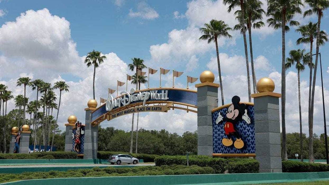 A sign near an entranceway to Walt Disney World on MAY 22, 2023 in Orlando, Florida.