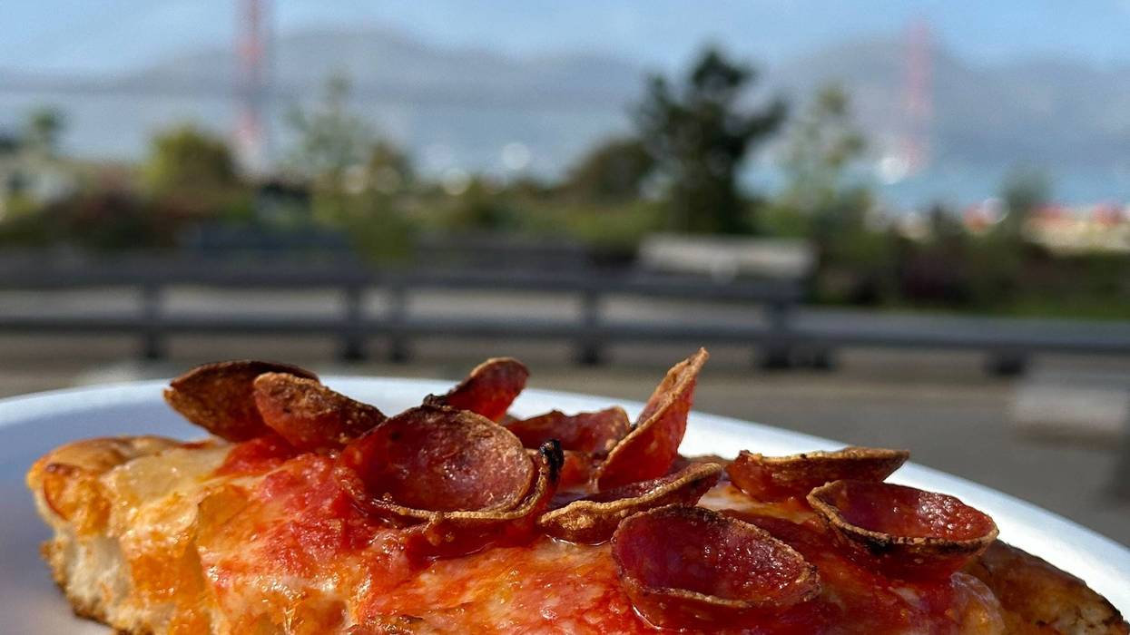 A slice of pizza from Il Parco.