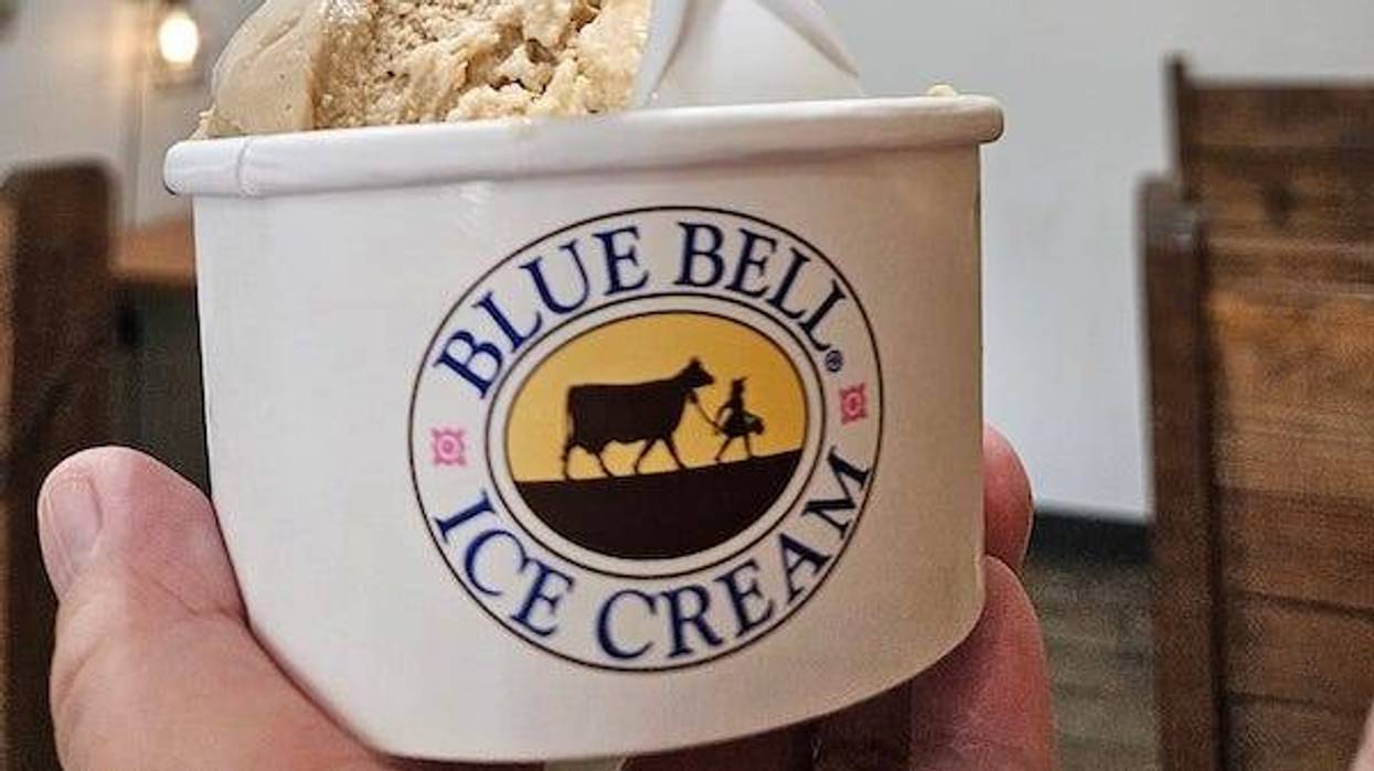 A small carton of Blue Bell ice cream