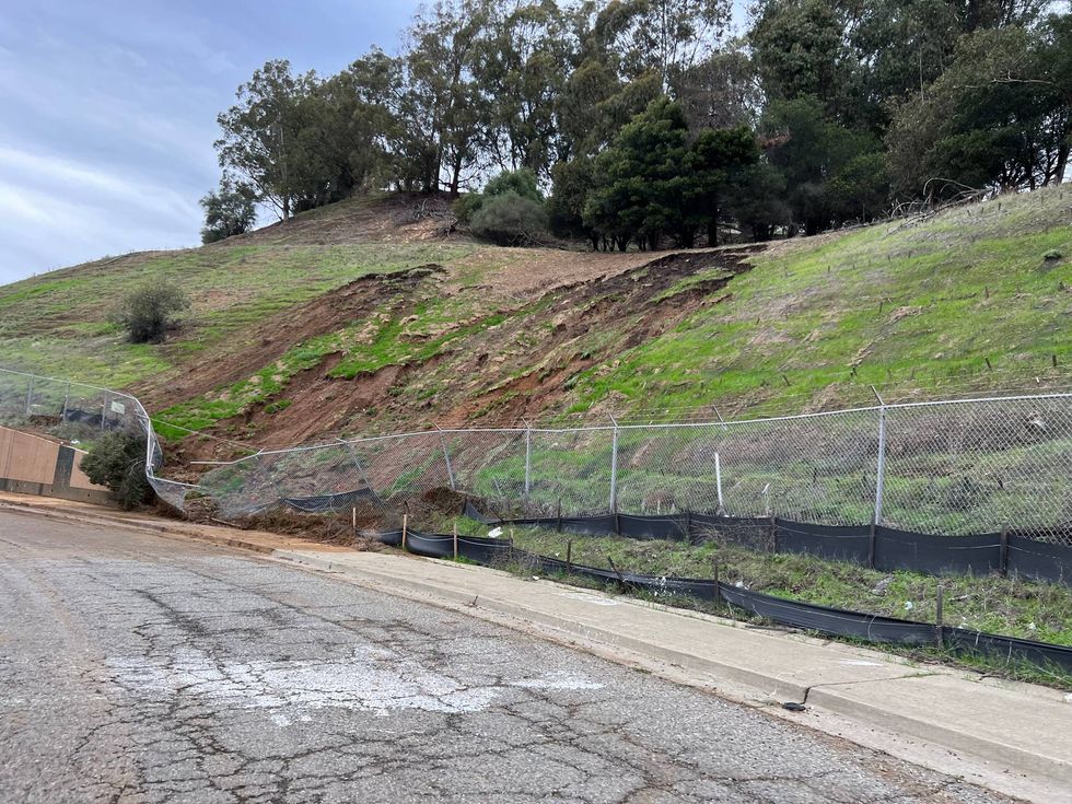 A small mudslide in the Oakland hills on Wednesday, January 4, 2023.