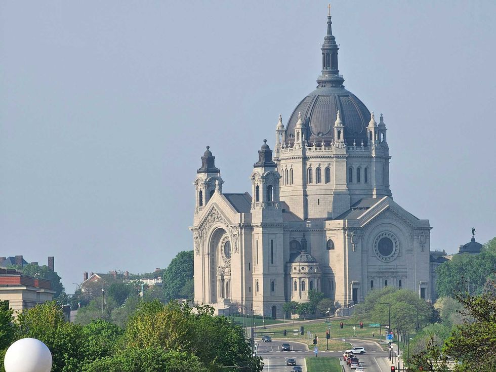 A smoky haze from Canadian wildfires hangs over downtown St. Paul, Minn. on Monday, May 13, 2024. The smoke pushed air quality to unhealthy levels in parts of Minnesota and Wisconsin.