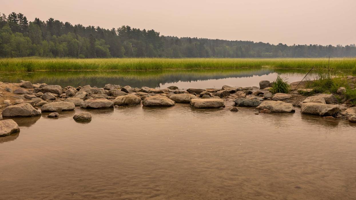 A smoky haze hanging over Lake Itasca in Northern Minnesota.