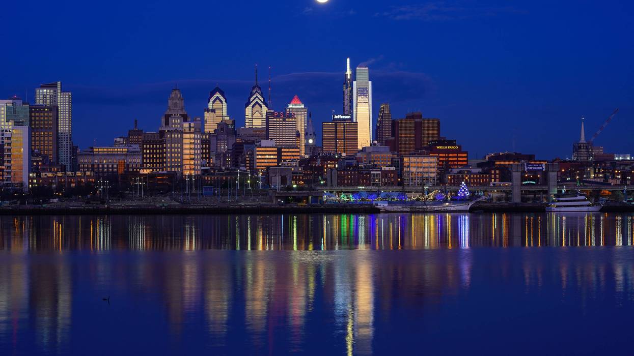 A "Snow Moon" over Philadelphia in February 2020.
