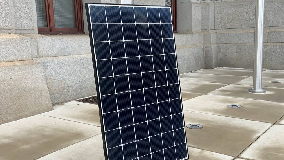 A solar panel placed during an announcement of Solar Week at Philadelphia
