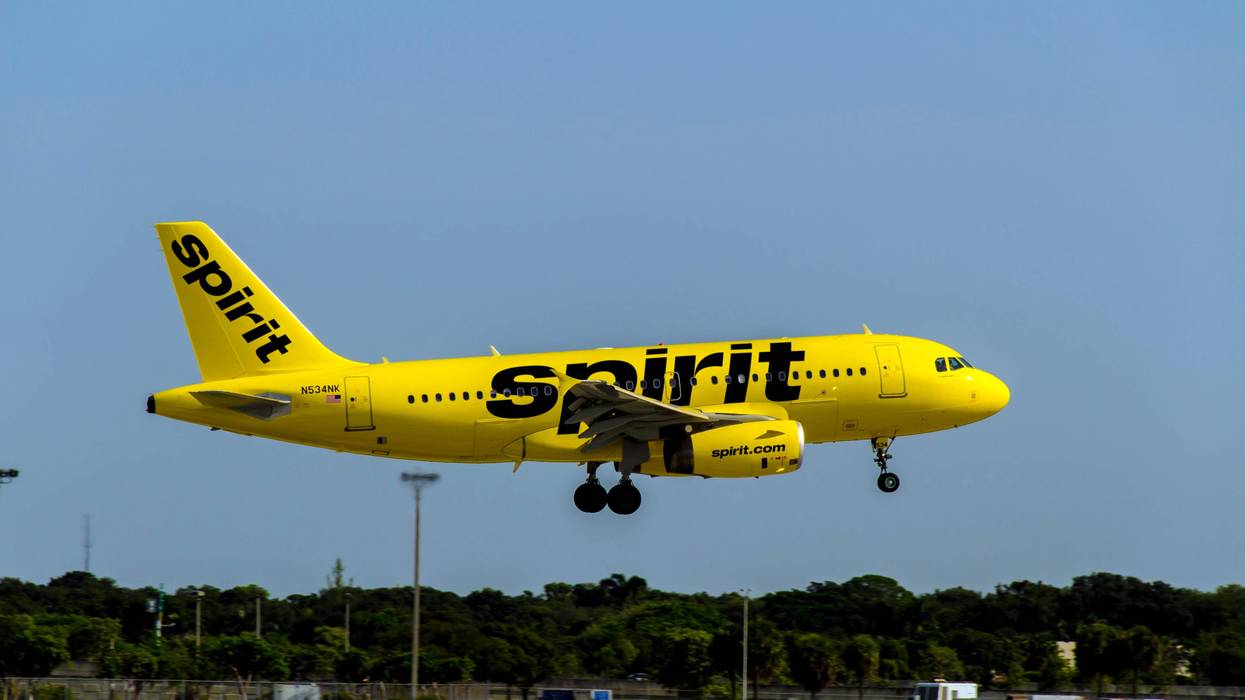 A Spirit Airlines plane comes in for a landing