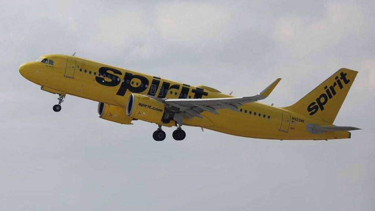 A Spirit Airlines plane takes off from the Fort Lauderdale-Hollywood International Airport on February 07, 2022 in Fort Lauderdale, Florida.