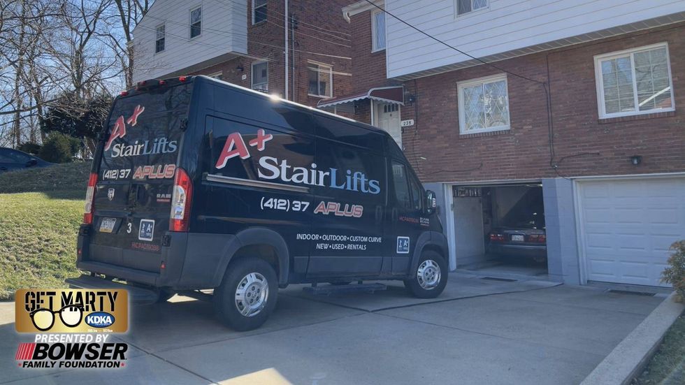 A+ StairLifts van outside the Hairston home in Pittsburgh