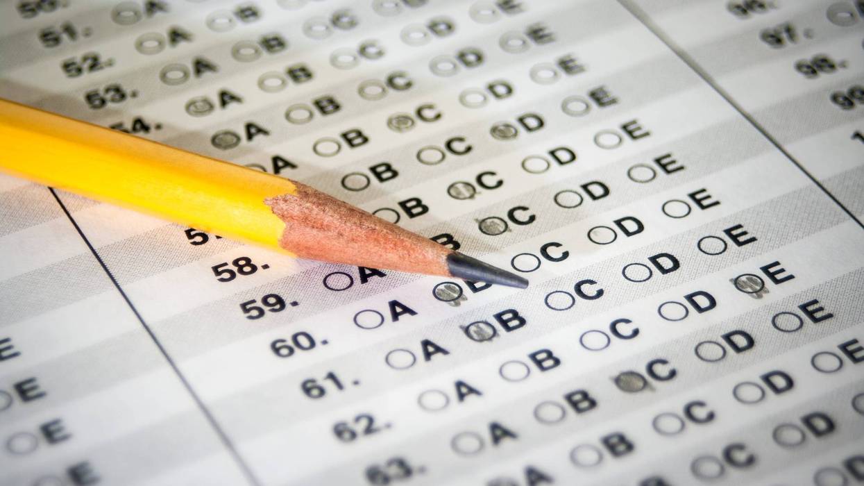 A standardized test sheet with pencil.