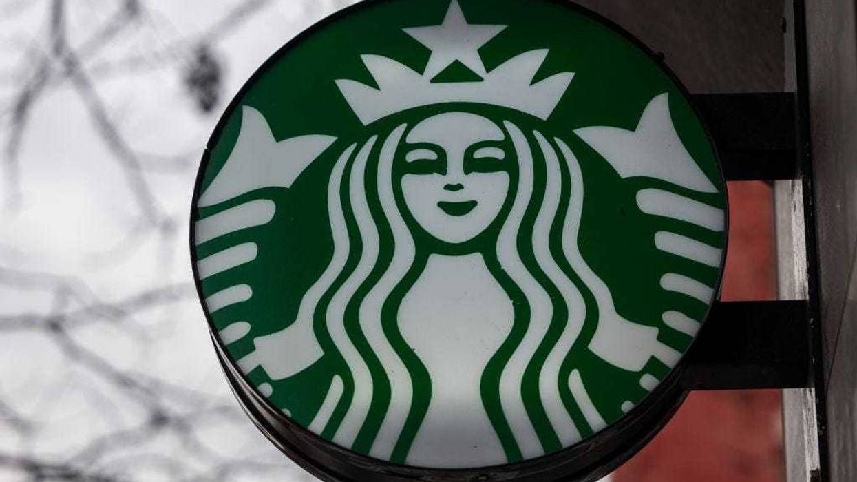 A Starbucks store stands in Manhattan on January 30, 2024 in New York City. The global coffee chain officially introduced its extra virgin olive oil-infused drinks on Tuesday.