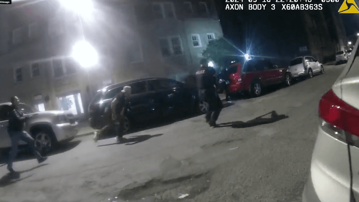 A still taken from recently released body-worn camera footage, which shows what led up to Chicago police officers shooting at a man during a September arrest on the city's South Side.
