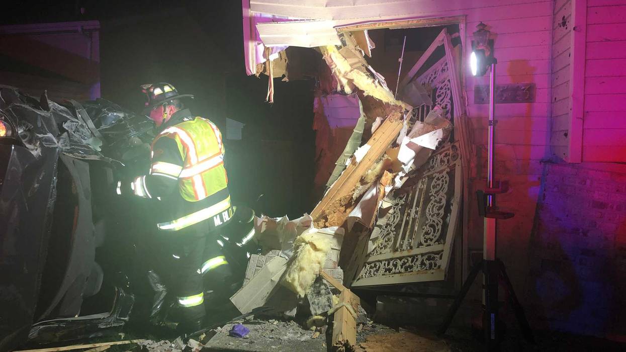 A stolen vehicle crashed early Thursday morning into a home in suburban Beach Park.