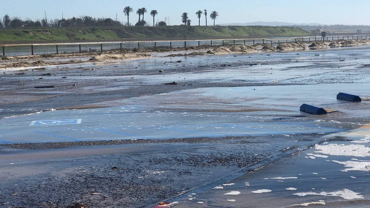 A stretch of Pacific Coast Highway in Huntington Beach was closed today due to surging waves that flooded the roadway.