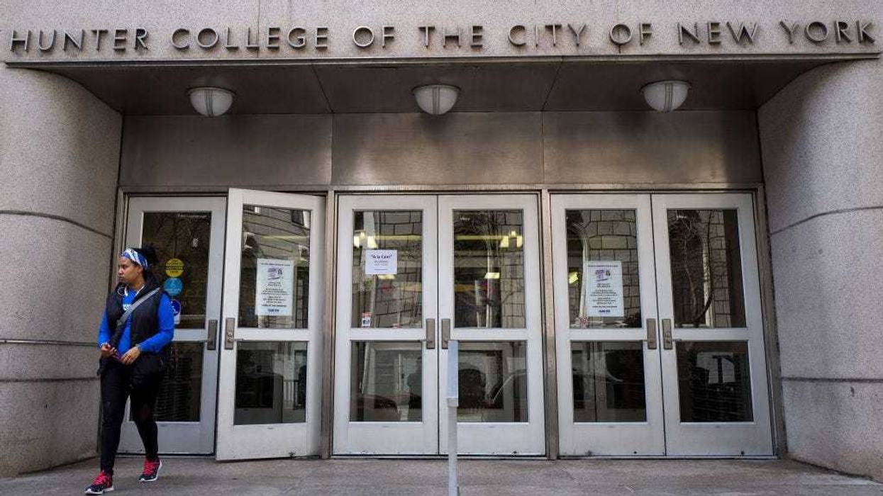 : A student exits a building on the campus of Hunter College of The City University of New York, April 10, 2017 in New York City.