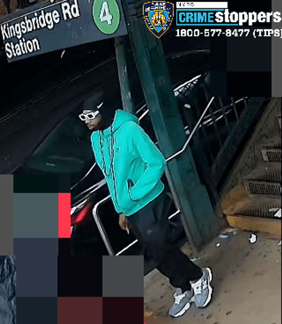 A suspect is wanted in connection to a slashing at a Bronx street corner on Sunday.