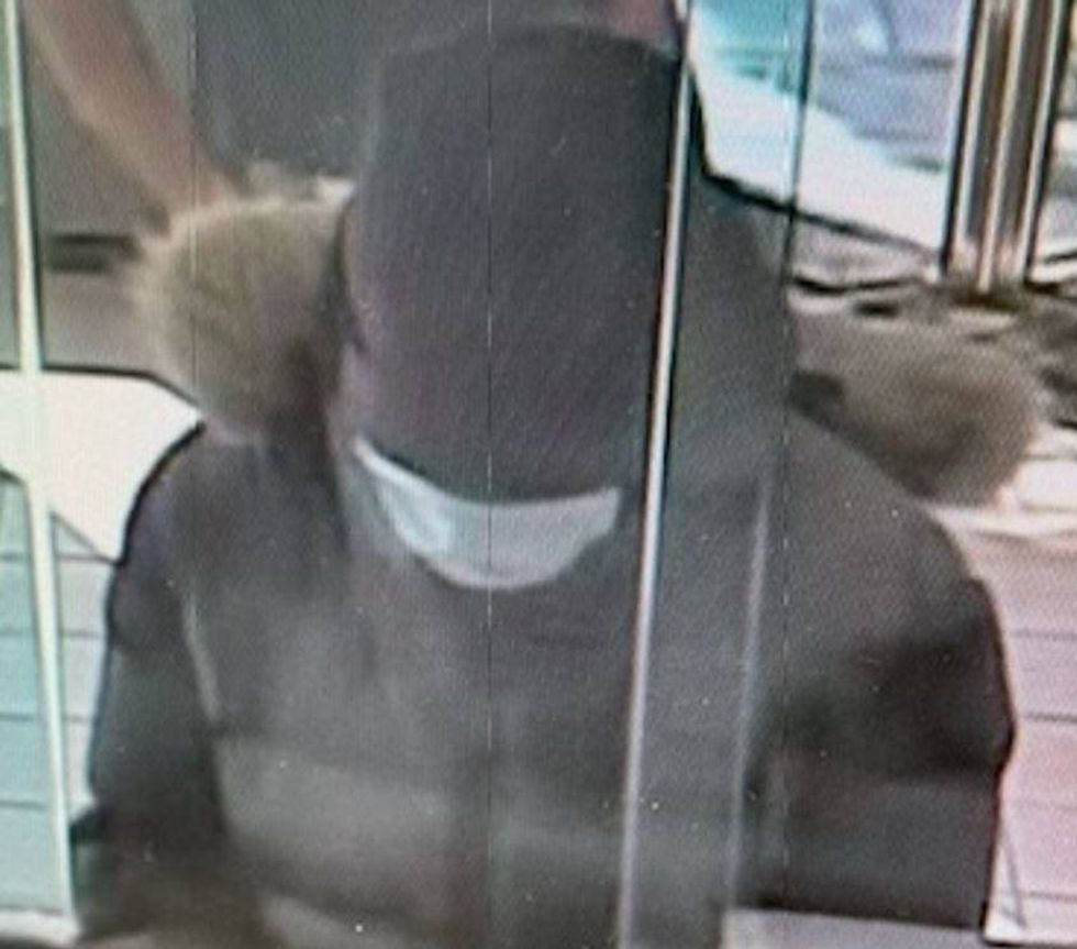 A suspect wanted in a robbery at Santander Bank Thursday morning.