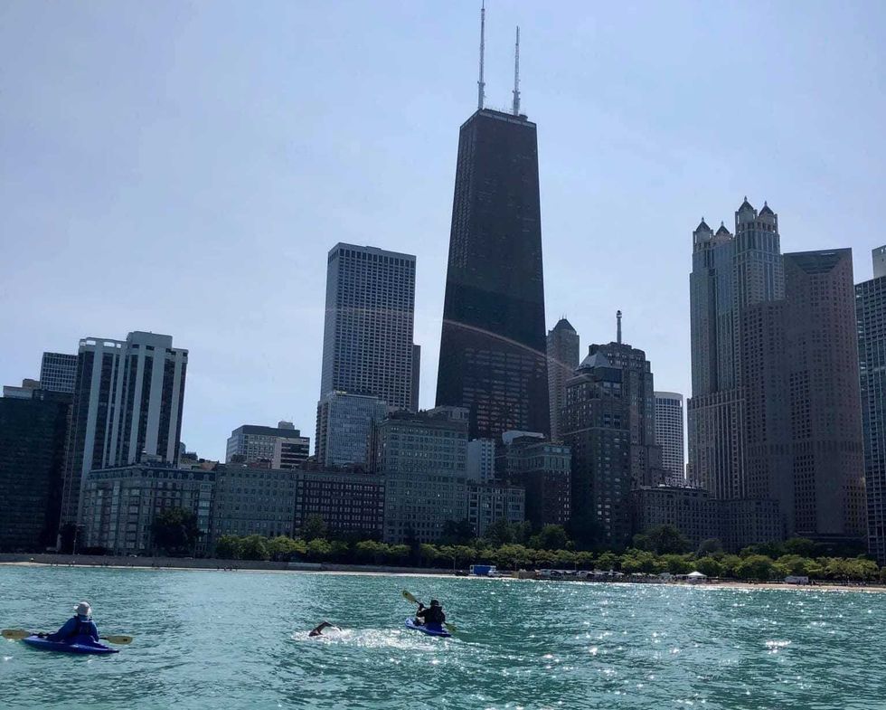 A swimmer participates in A Long Swim