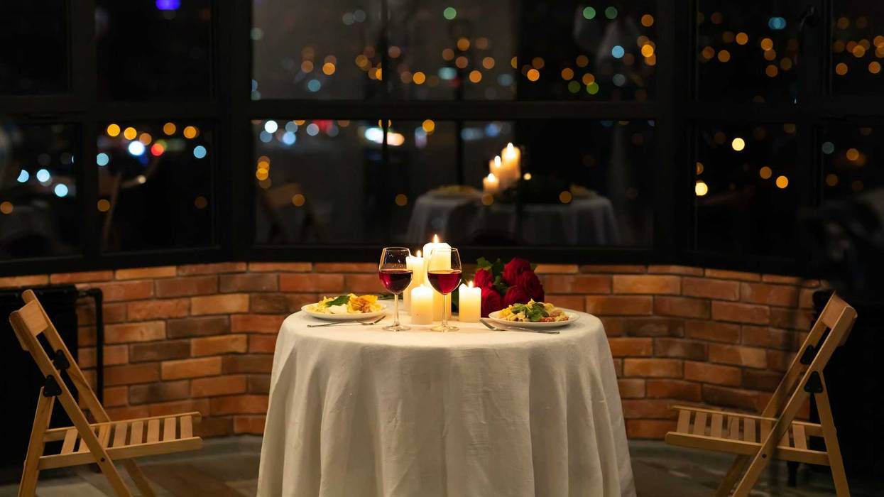 A table set up for a romantic date.