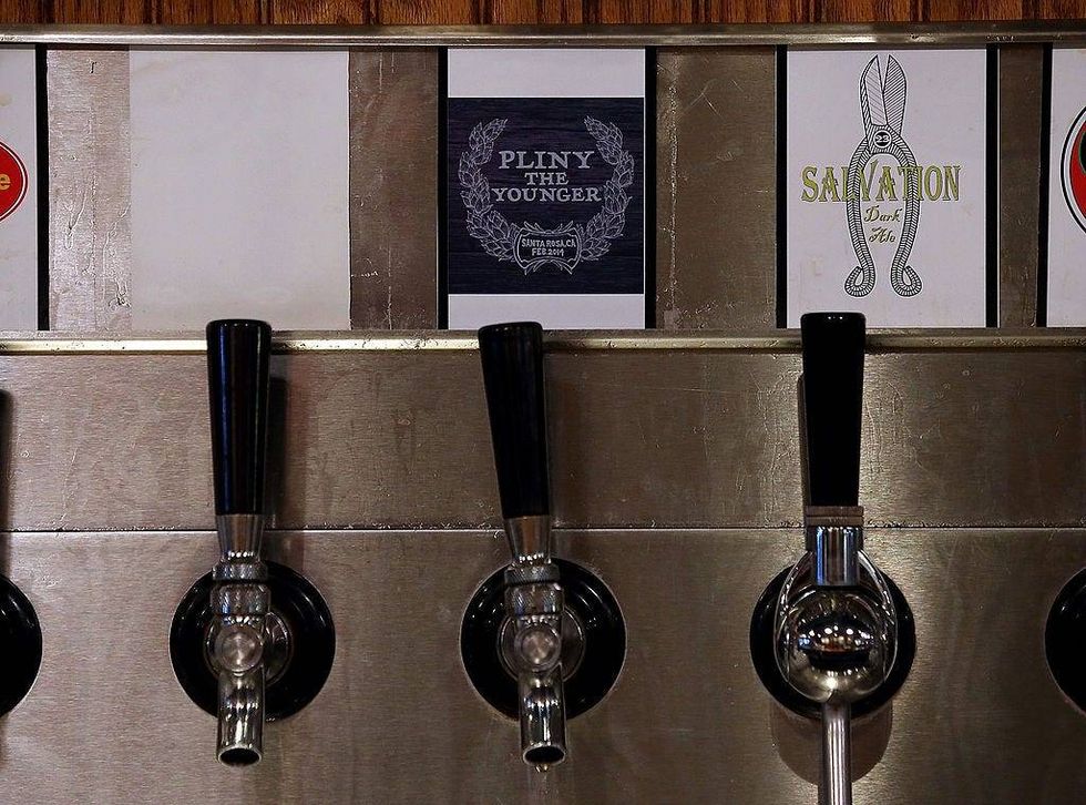 A tap is labled for the new release of Russian River Brewing Company Pliny the Younger triple IPA beer at Russian River Brewing Company on February 7, 2014 in Santa Rosa, California.