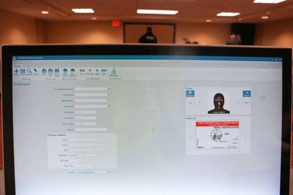 A template of a tribal identification card is displayed on a computer Friday, Jan. 23, 2026, in Minneapolis.