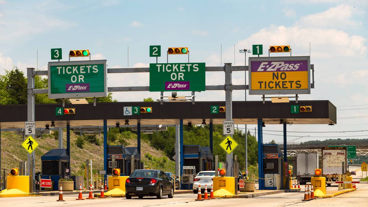 A toll plaza on the Pennsylvania Turnpike.