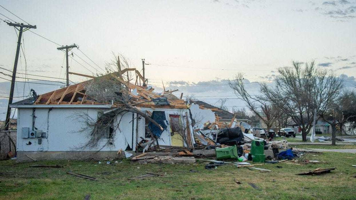 A tornado-damaged home is seen on March 22, 2022 in Round Rock, Texas. A series of tornadoes touched down in multiple cities throughout Texas causing widespread damage.
