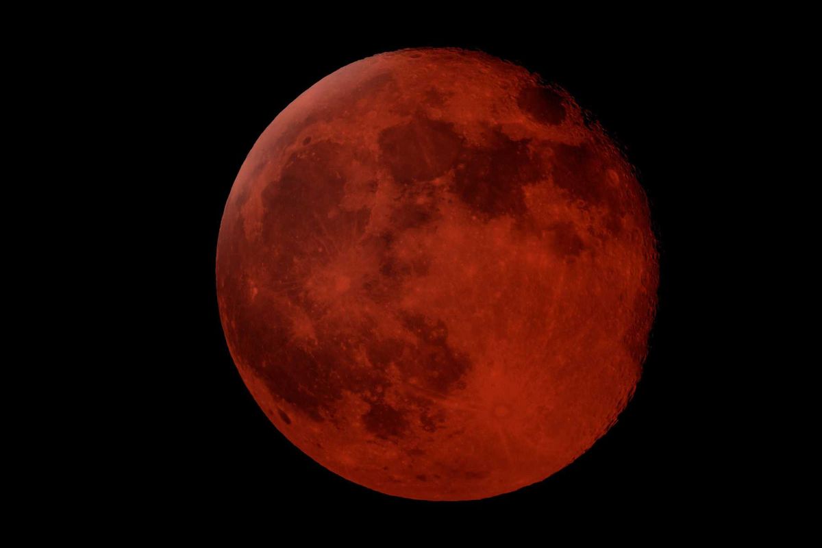 A total lunar eclipse also known as a blood moon.