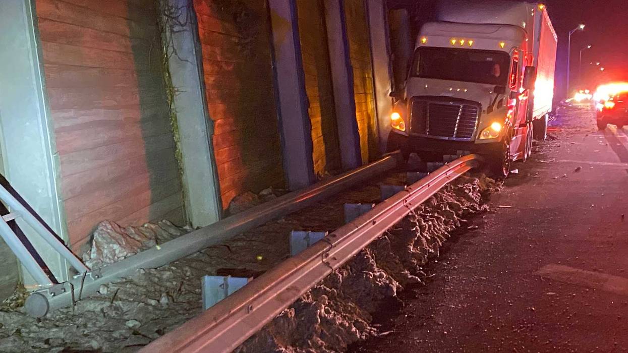 A tractor-trailer truck driver was arrested on suspicion of DWI after he mounted a guardrail and knocked down several streetlamps on the Long Island Expressway in Dix Hills on Feb. 10, 2025