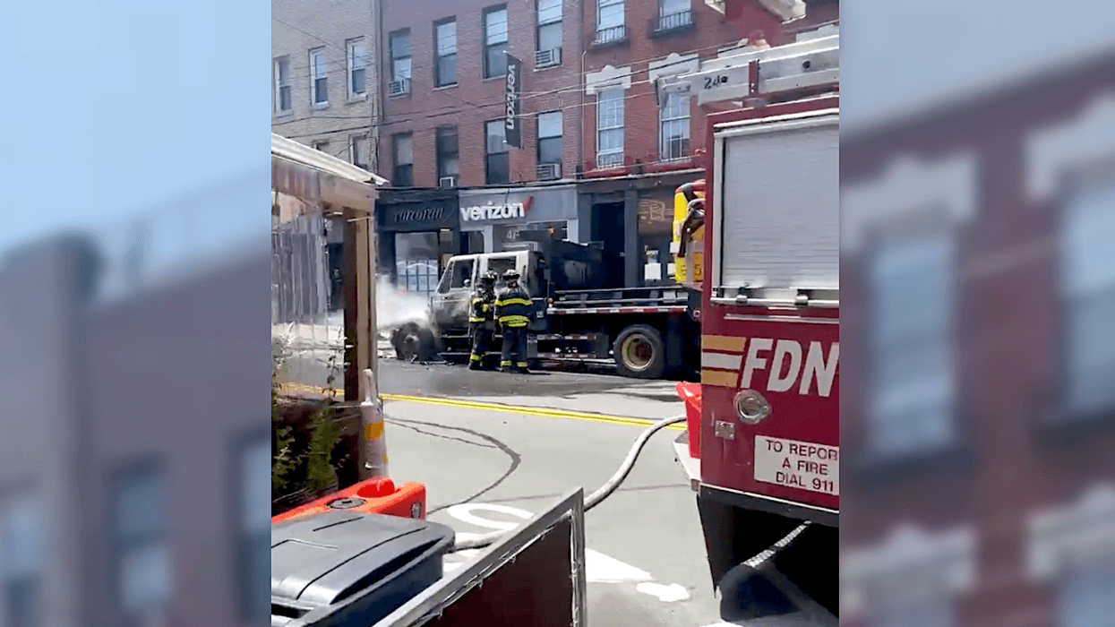 A truck caught fire and exploded on a Long Island City street Wednesday