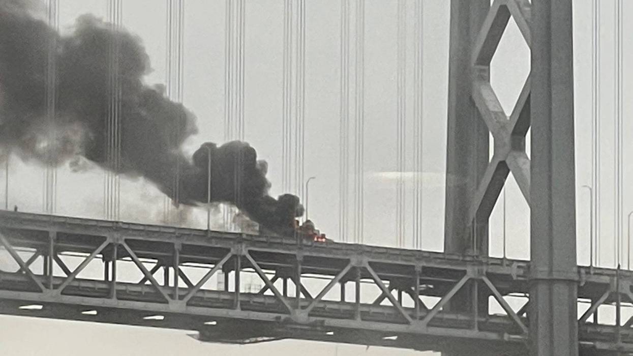 A truck caught on fire on the Bay Bridge during Thursday morning rush hour.