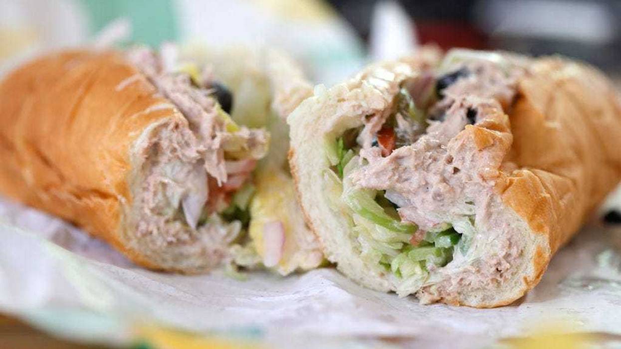 A tuna sandwich from Subway is displayed on June 22, 2021 in San Anselmo, California.