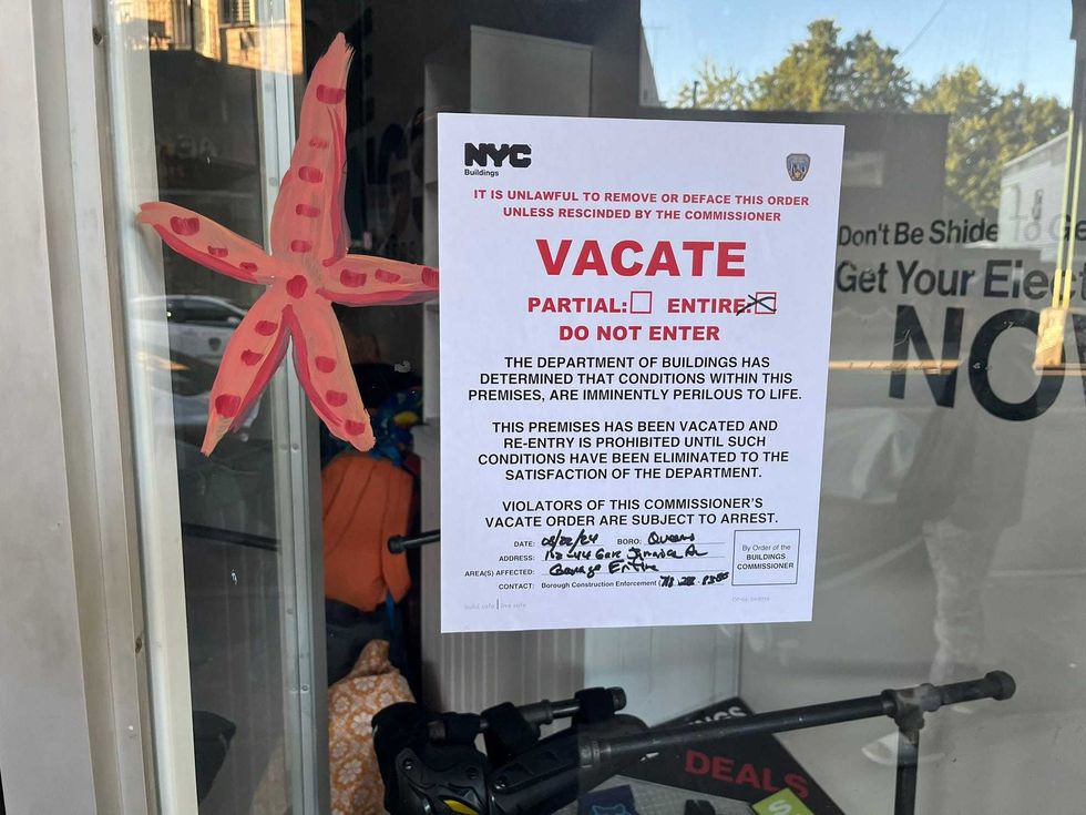 A vacate order was issued at the location by the Department of Buildings