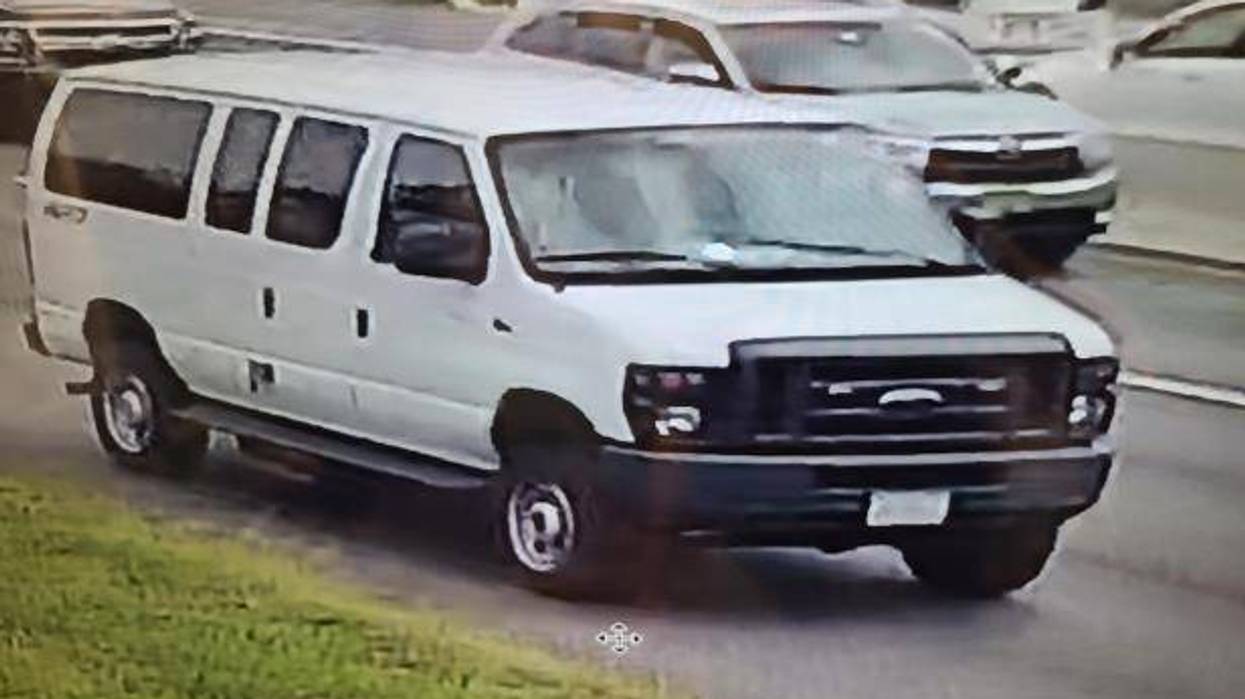 A van which a woman falsely claimed was being driven by a fake police officer who pulled her over and attempted to grab her on August 16, 2021.