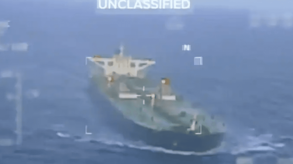 A Venezuelan oil tanker seized by U.S. authorities is anchored off the coast of Galveston as federal agencies review allegations that the vessel was part of a so-called “ghost fleet” used to move sanctioned oil.