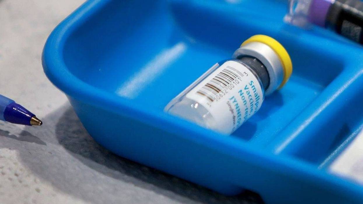 A vial of smallpox/monkeypox vaccine is seen during a vaccination event on July 12, 2022 in Wilton Manors, Florida.