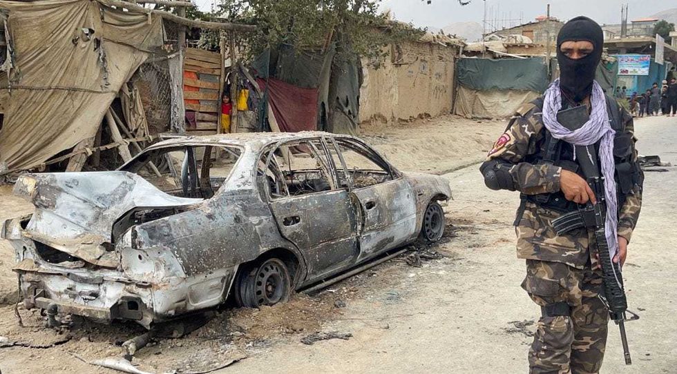 A view from the scene after at least five rockets were fired at the Afghan capital Kabul