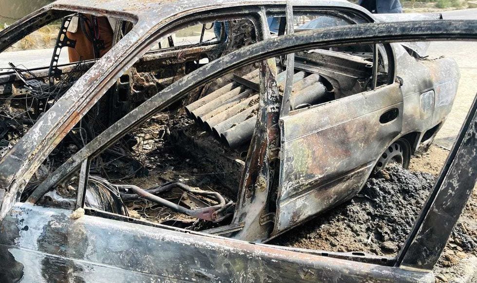 A view from the scene after at least five rockets were fired at the Afghan capital Kabul