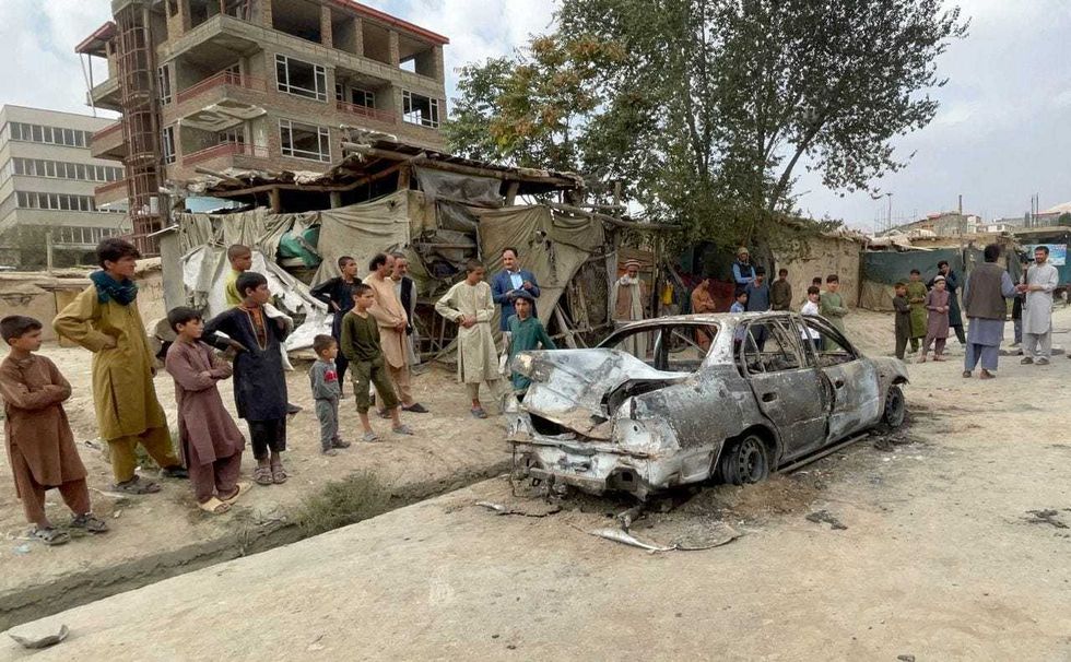 A view from the scene after at least five rockets were fired at the Afghan capital Kabul