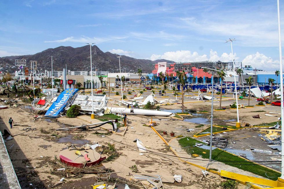 A view of a damaged parking lot after hurricane Otis hit Acapulco on Oct. 26, 2023.