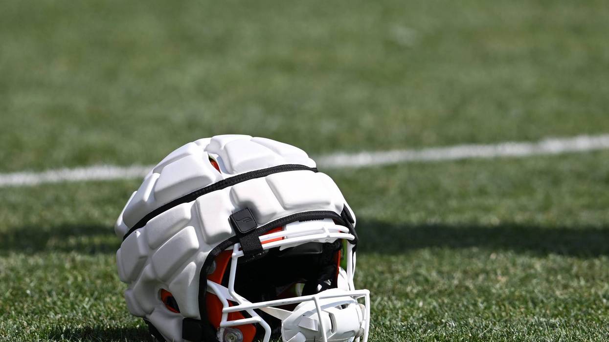 A view of a Guardian Cap on a Cleveland Browns helmet after Cleveland Browns training camp at CrossCountry Mortgage Campus on July 28, 2025 in Berea, Ohio