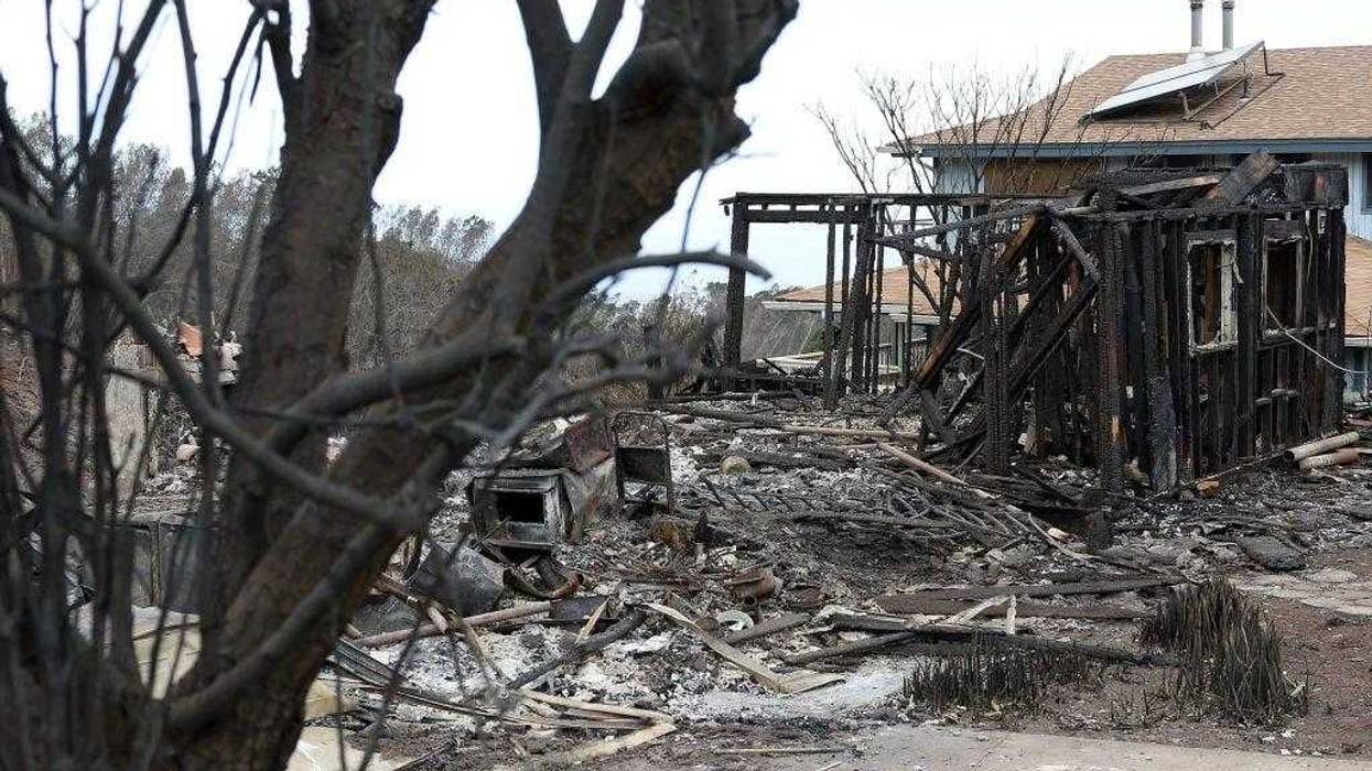 A view of a home that was destroyed by a wildfire on August 11, 2023 in Kula, Hawaii.