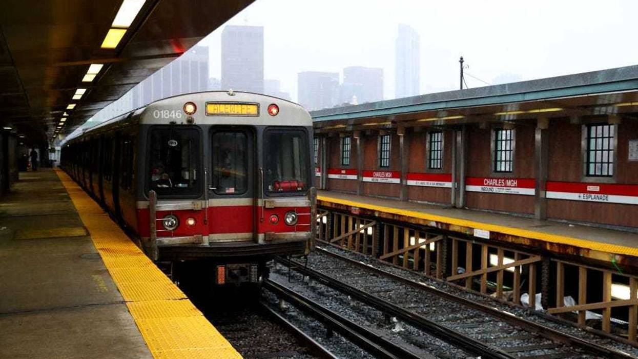 A view of a red line train pulling into Charles/MGH MBTA station on March 29, 2020 in Boston, Massachusetts.