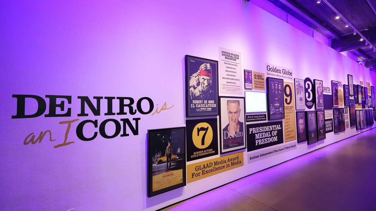 A view of artwork and posters on display at the 2024 De Niro Con press preview at Spring Studios on June 06, 2024 in New York City. De Niro Con runs June 14-16.