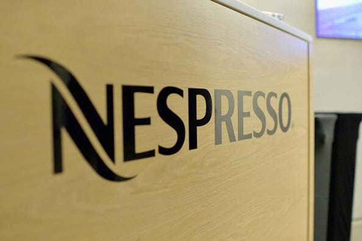 A view of branded signage at a Nespresso activation during New York Fashion Week: The Shows at Spring Studios on February 7, 2019 in New York City.