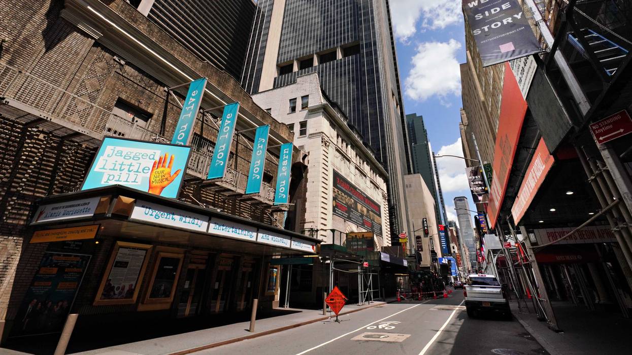 A view of Broadway theaters on W. 44th Street on June 29, 2020 in New York City.